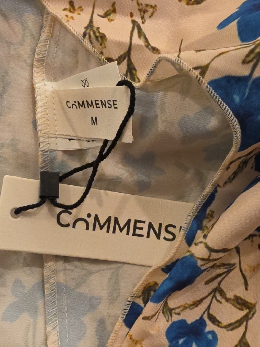 Commense Blue Floral Midi Dress on Cream Base sizes M & L available new with tag - Picture 10 of 12